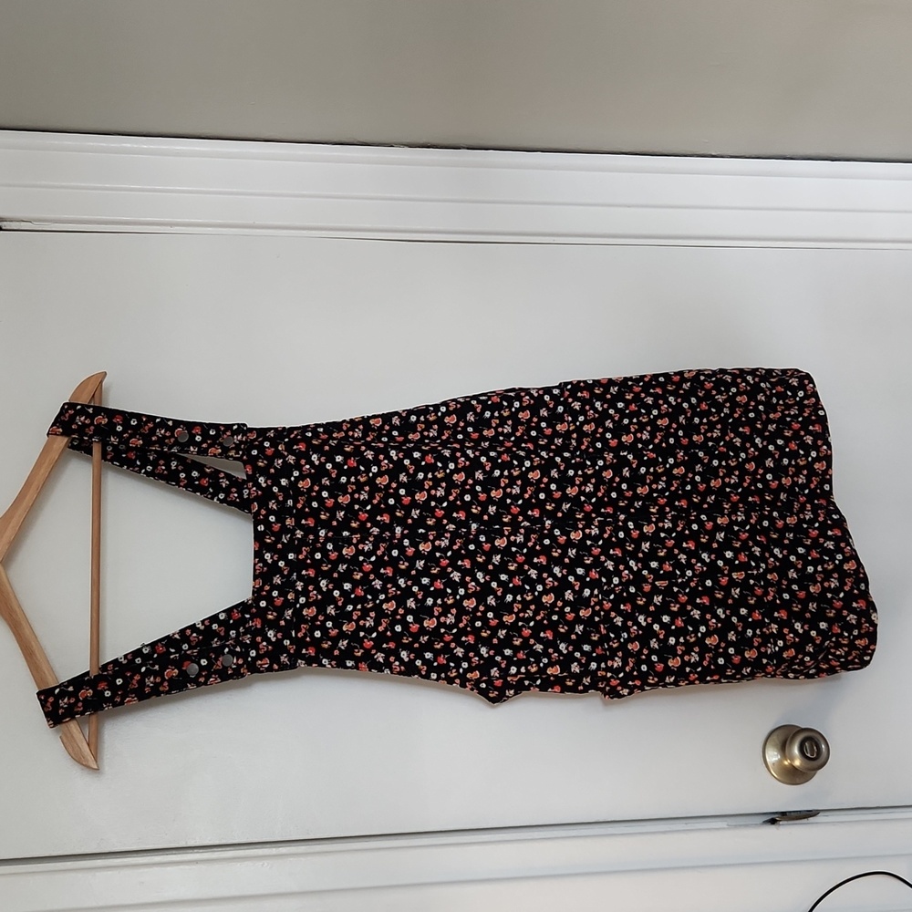 Floral corduroy skirt overall
